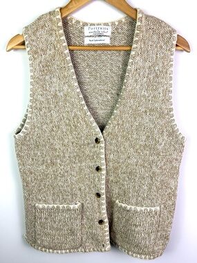 Portraits by Northern Isles Beige Knit Button Vest size XL